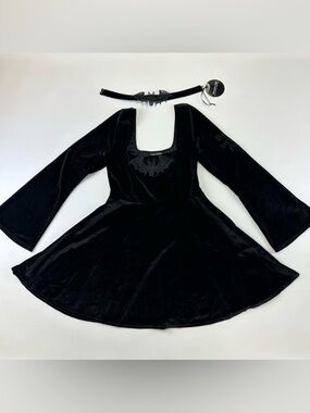 Bat Goth velvet NWT Goth dress Cosplay fit flare headband M Dollskill x Monsters